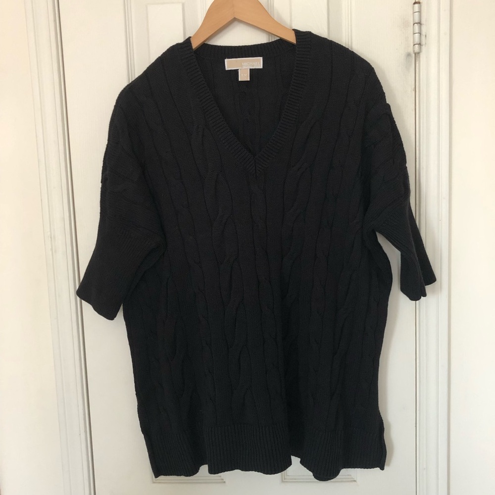 Micheal Kors -  Oversized Black Cable Knit Tunic half sleeve